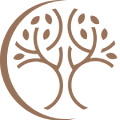 Brown circular tree logo emblem